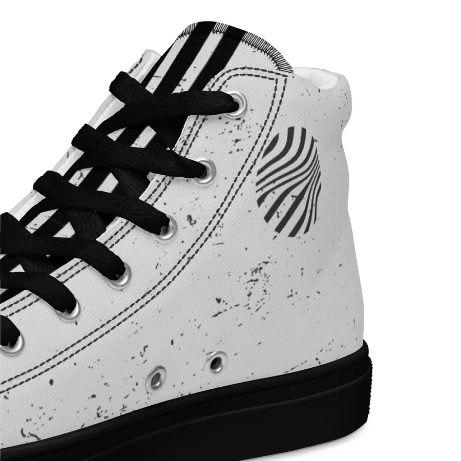 Women's High Top Canvas Shoes-Background fill Abstract 83, design of Skull with wings, Wave of flames and Groovy line in Circles design. product image (10)