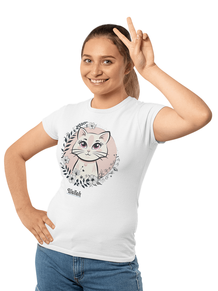 Elegant Floral Cat Graphic Women's Relaxed Fit T-Shirt product image (2)