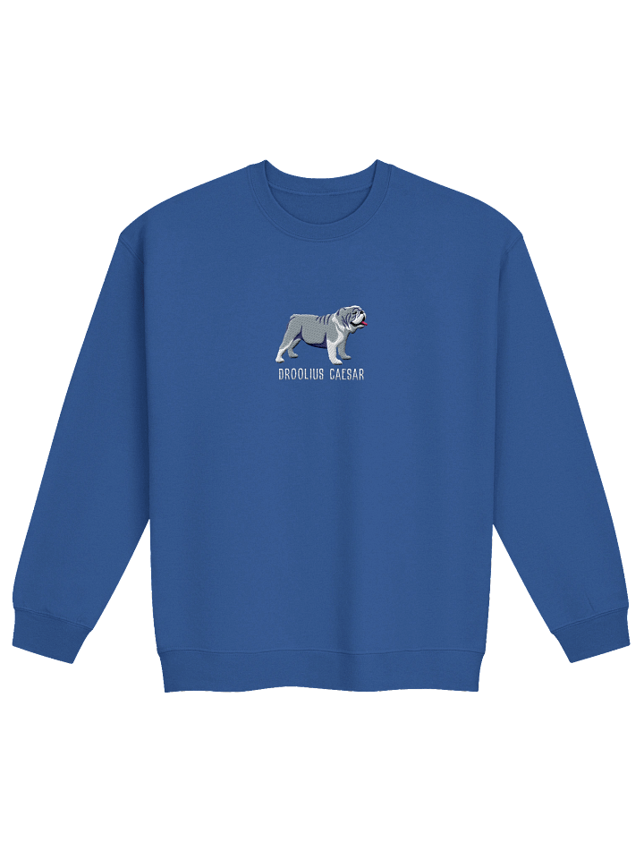 Droolius Caesar Sweatshirt (Embroidered) of an English Bulldog(Blue & White) product image (13)