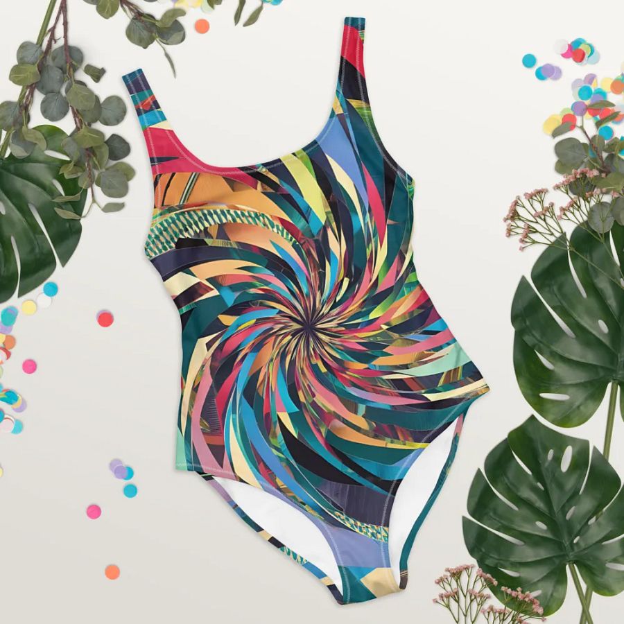 Abstract Lithographic Pattern Design one piece Swimsuit - V11 product image (8)