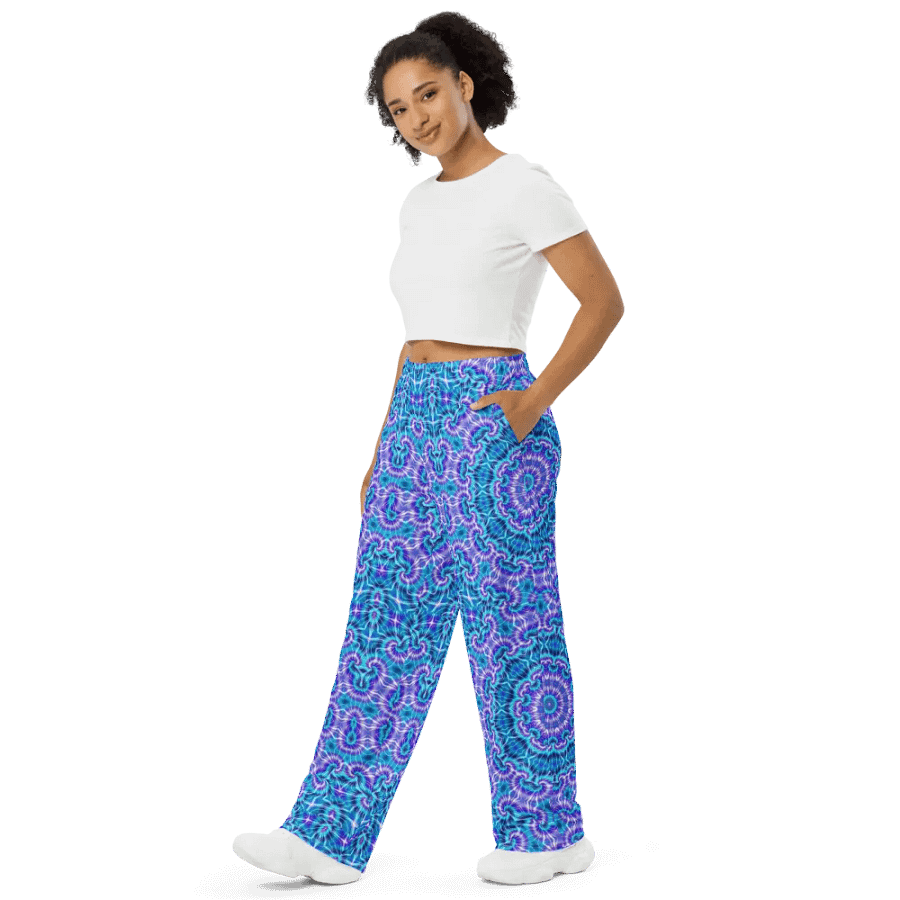 Blue and Purple Tie Dye Wideleg Pants product image (4)