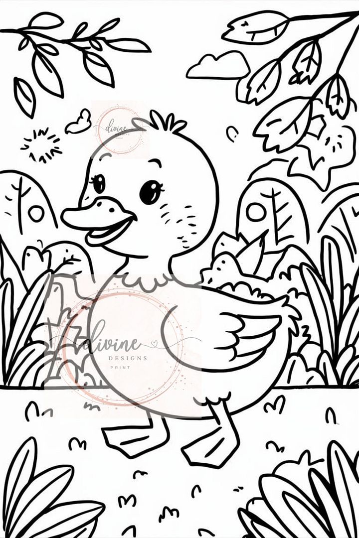 Cute Duckling coloring page 3 product image (1)