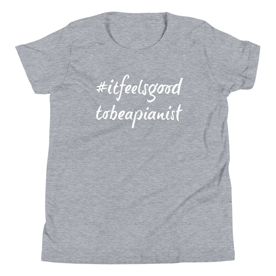 "It Feels Good to Be a Pianist" Youth Cotton T-Shirt with WHITE Script product image (4)