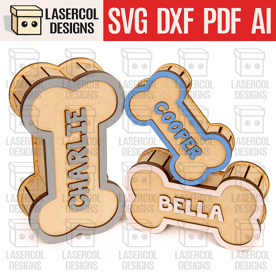 Dog Bone Boxes (3 Sizes) - Laser Cut Files product image (1)