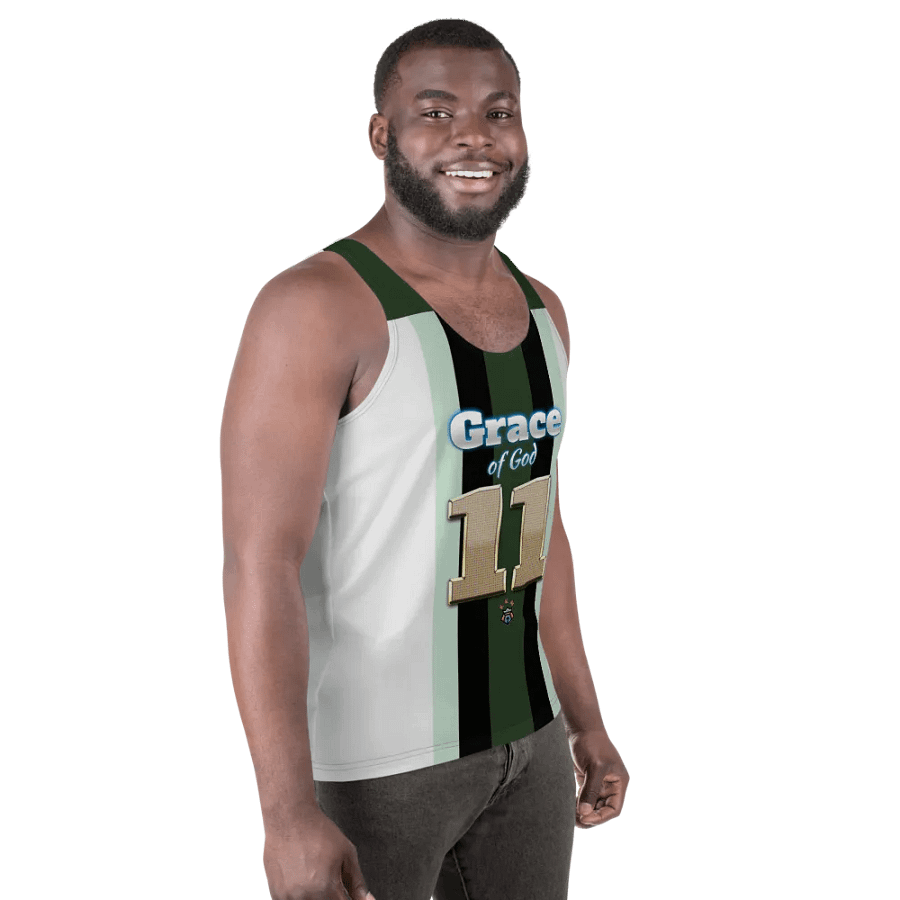 Greeen and Black Stripe Grace of God Men's Tank-top product image (4)