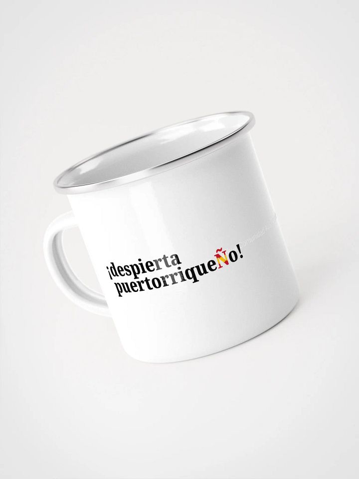 Taza esmaltada blanca - ¡despierta puertorriqueÑo! product image (1)