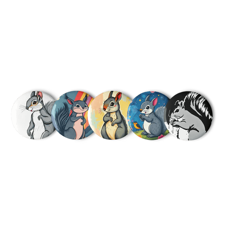 Whimsical Squirrel Pin Button Set product image (1)