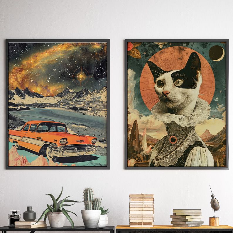 Surreal Cat Collage Gallery Wall Set of 6 Prints - DIGITAL product image (5)