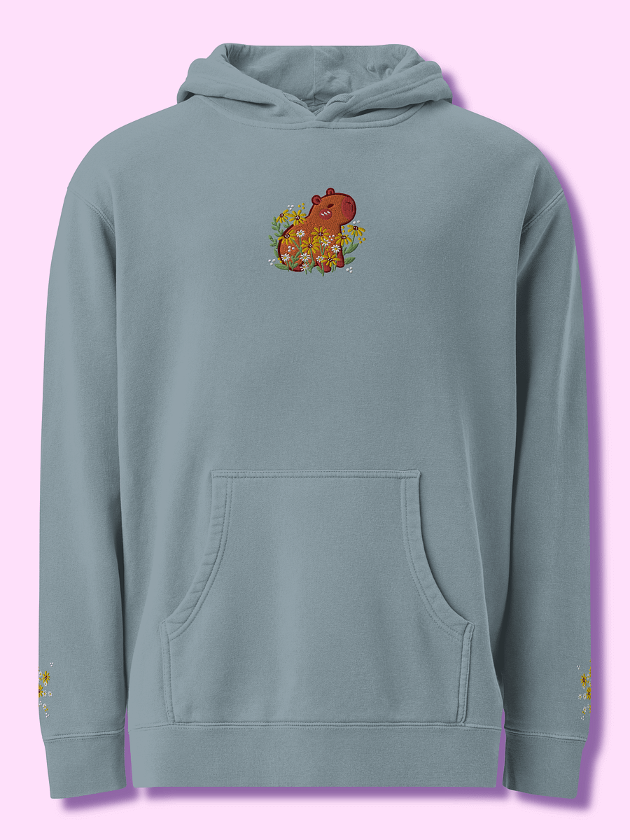 Cute Capybara and Daisy Flower Embroidered Hoodie product image (2)