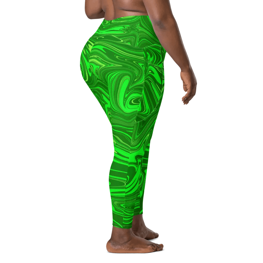 Leggings with Pockets - Different Shades of Green Digital Fluid Art product image (10)