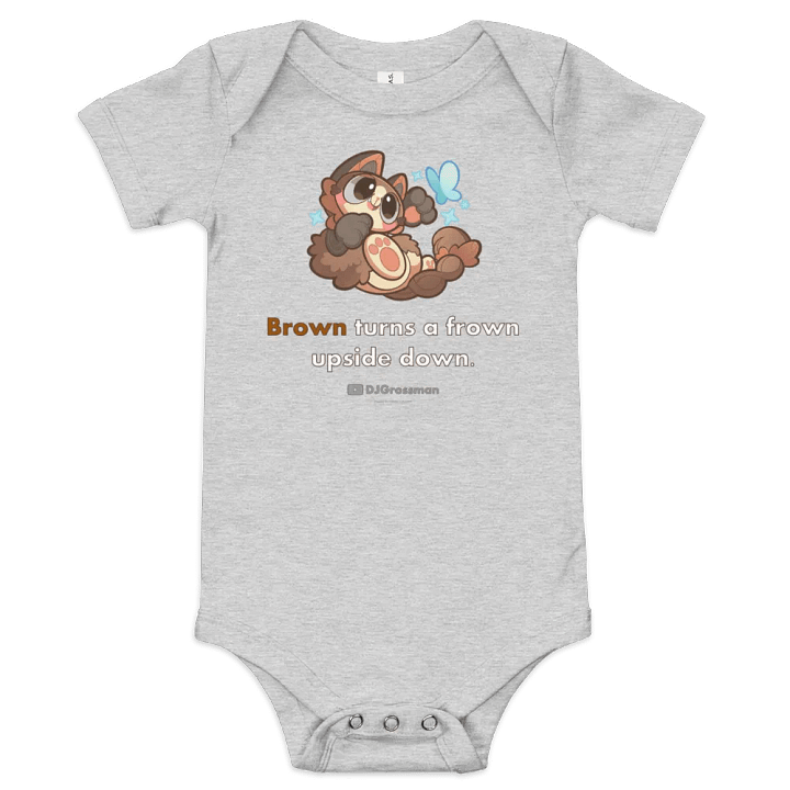 Playing Terra • "Brown turns a frown upside down." • Baby Short Sleeve One Piece product image (3)