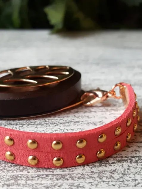 Coral Faux Suede Stud Bracelet | Handmade Accessory for Bellabeat Leaf Urban & Ivy product image (1)
