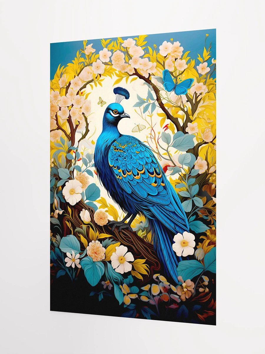 Peacock Amidst Spring Summer Florals and Blooms Matte Poster product image (5)