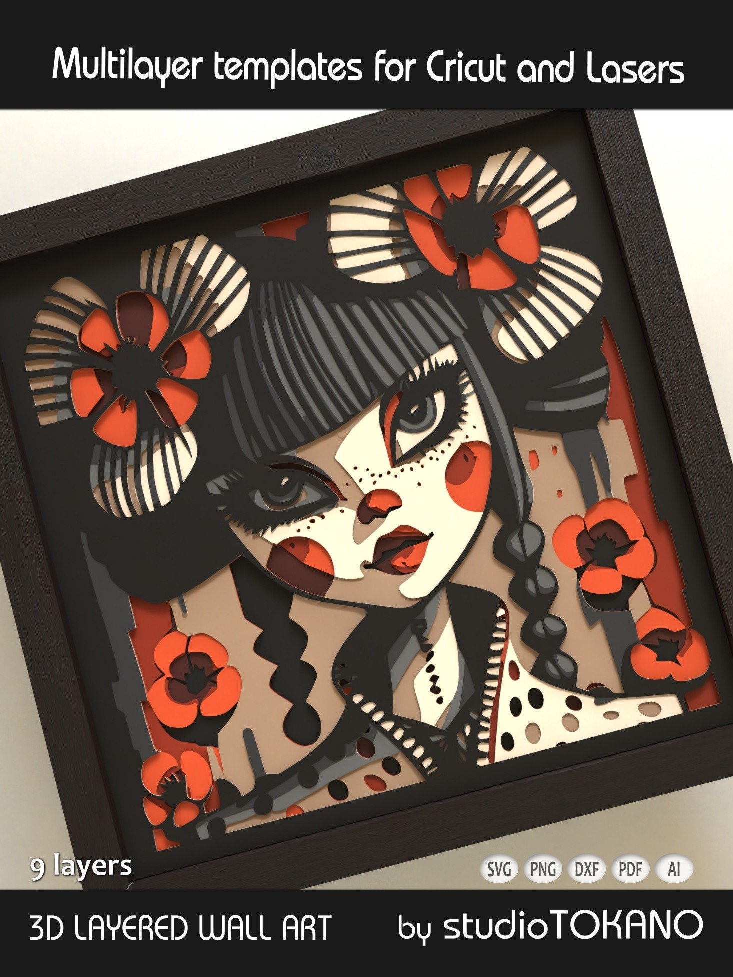 Poppy Girl 3D Shadow Box SVG product image (6)