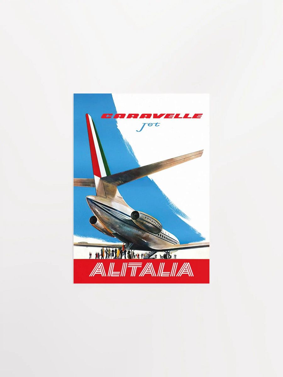 AlItalia (Italy, Air Lines), Caravelle Jet, 1960s — retro vintage travel poster, retro travel print, retro travel wall art product image (6)