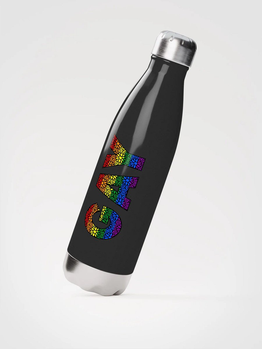 GAY Pride Colors and Flowers Stainless Steel Water Bottle product image (2)