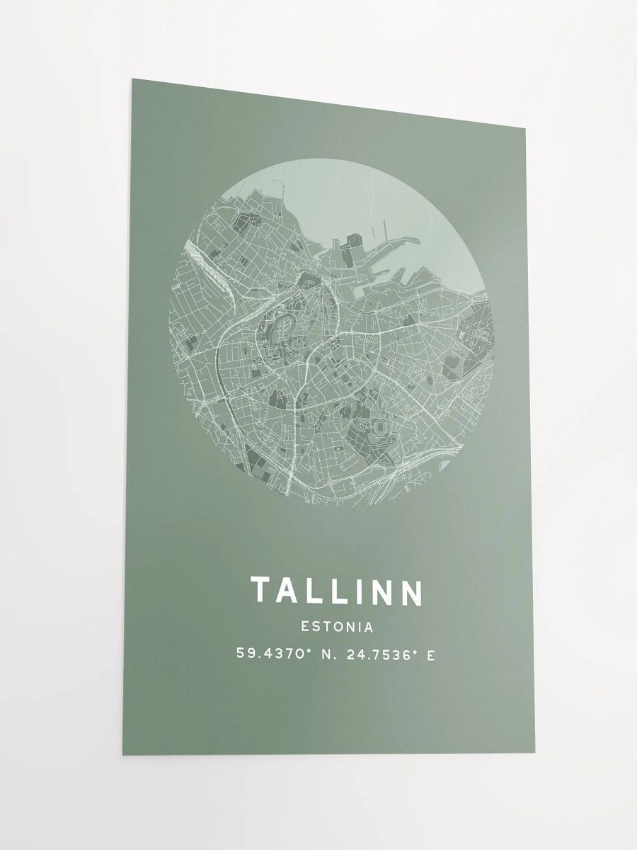Tallinn Street Map Poster – Sage Green Minimalist Circular City Art product image (4)