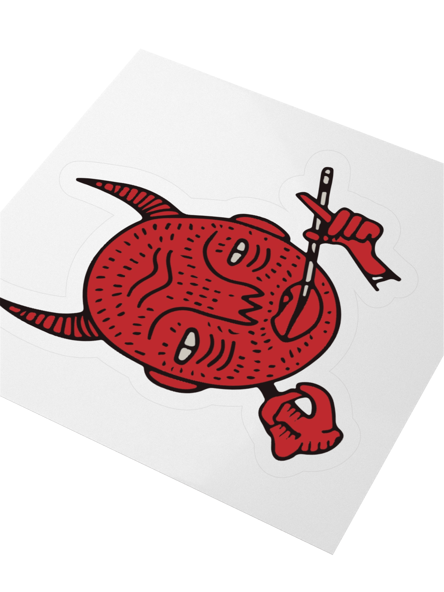 Horned Cartoon Red Face Kiss Cut Stickers product image (7)