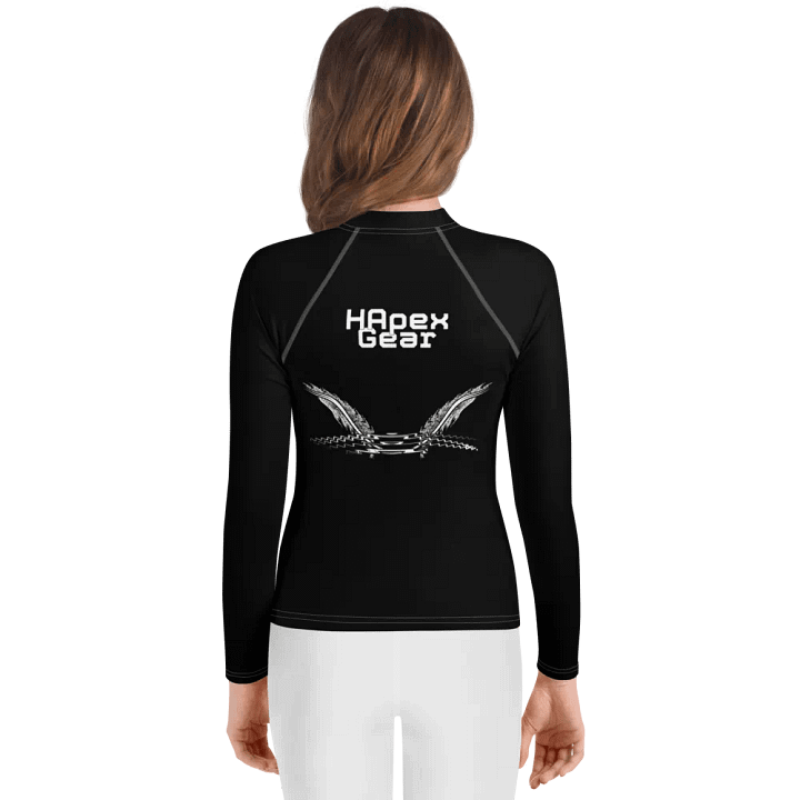 White HApex Gear White Logo Cancer Awareness Orange Ribbon. Black Youth Rash Guard product image (2)