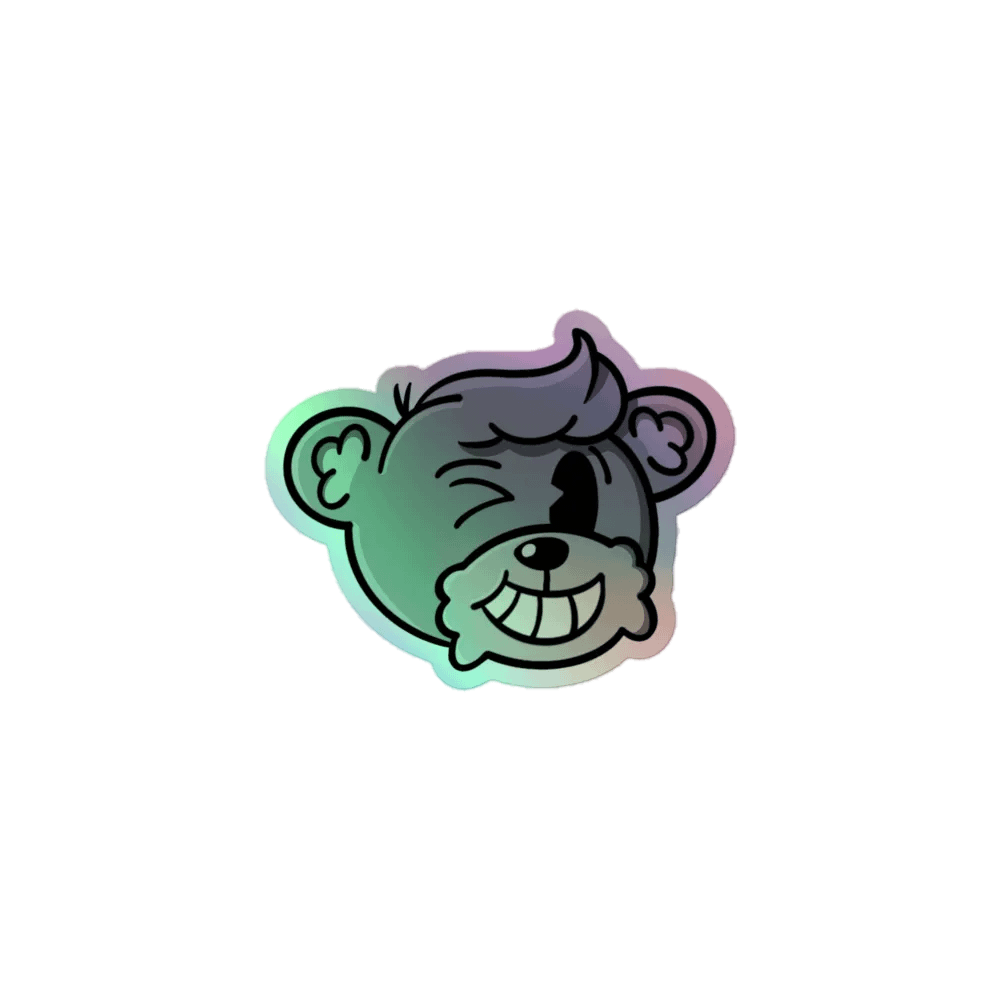 Winkin' Bear Sticker - Greyscale product image (1)