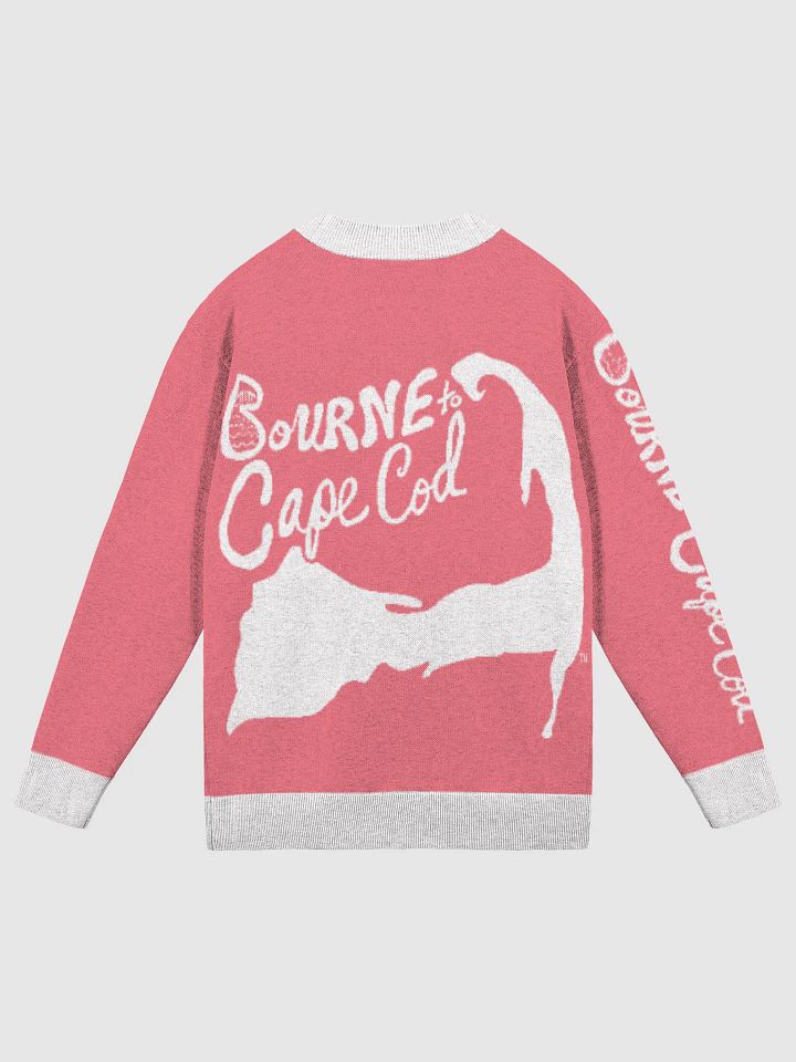 The Cape Cozy Cardigan | BOURNE to Cape Cod™ Unisex Knit Sweater | Coastal Classic Fit | Colors: Hot Pink & White Trim product image (2)