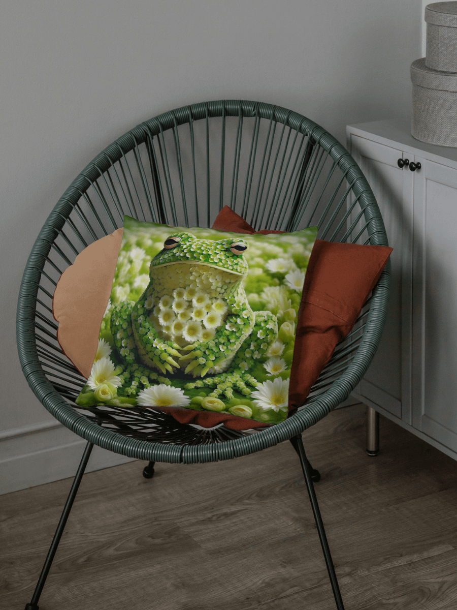 Green Flower Frog Pillow product image (1)