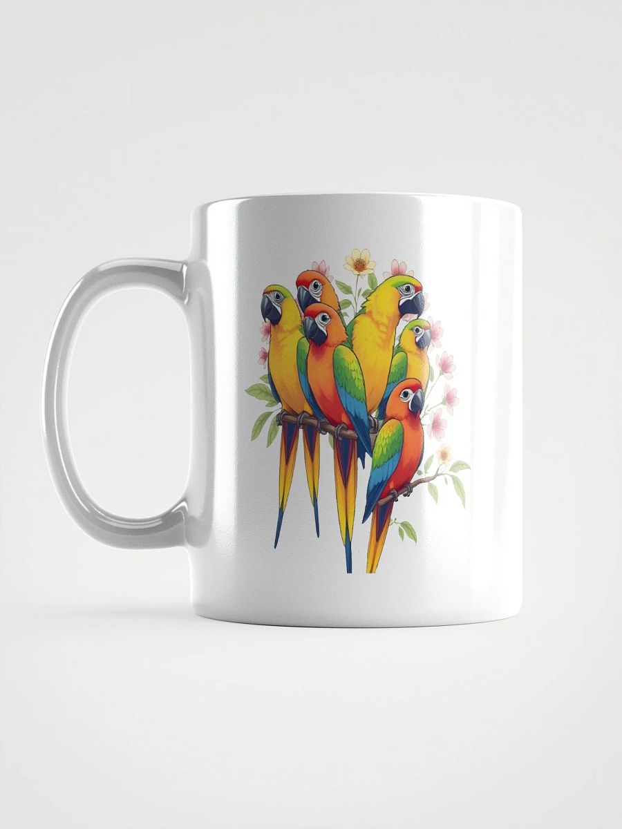 Tropical Bird Coffee Mug | Colorful Parrot Paradise White Glossy Mug product image (6)