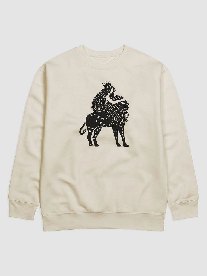 Midnight Comfort Premium Sweatshirt - Leo Zodiac Line Art | Stunning Lion Star Sign Artwork for Astrology Lovers product image (1)