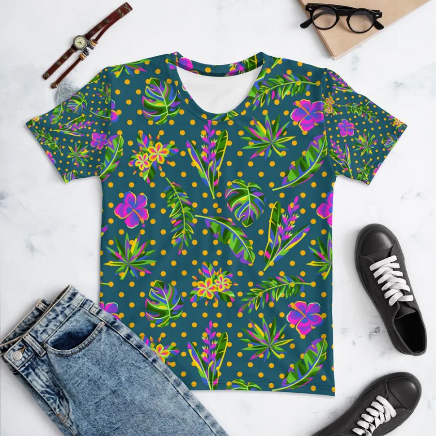 Ladies T shirt all over print tropical design product image (10)
