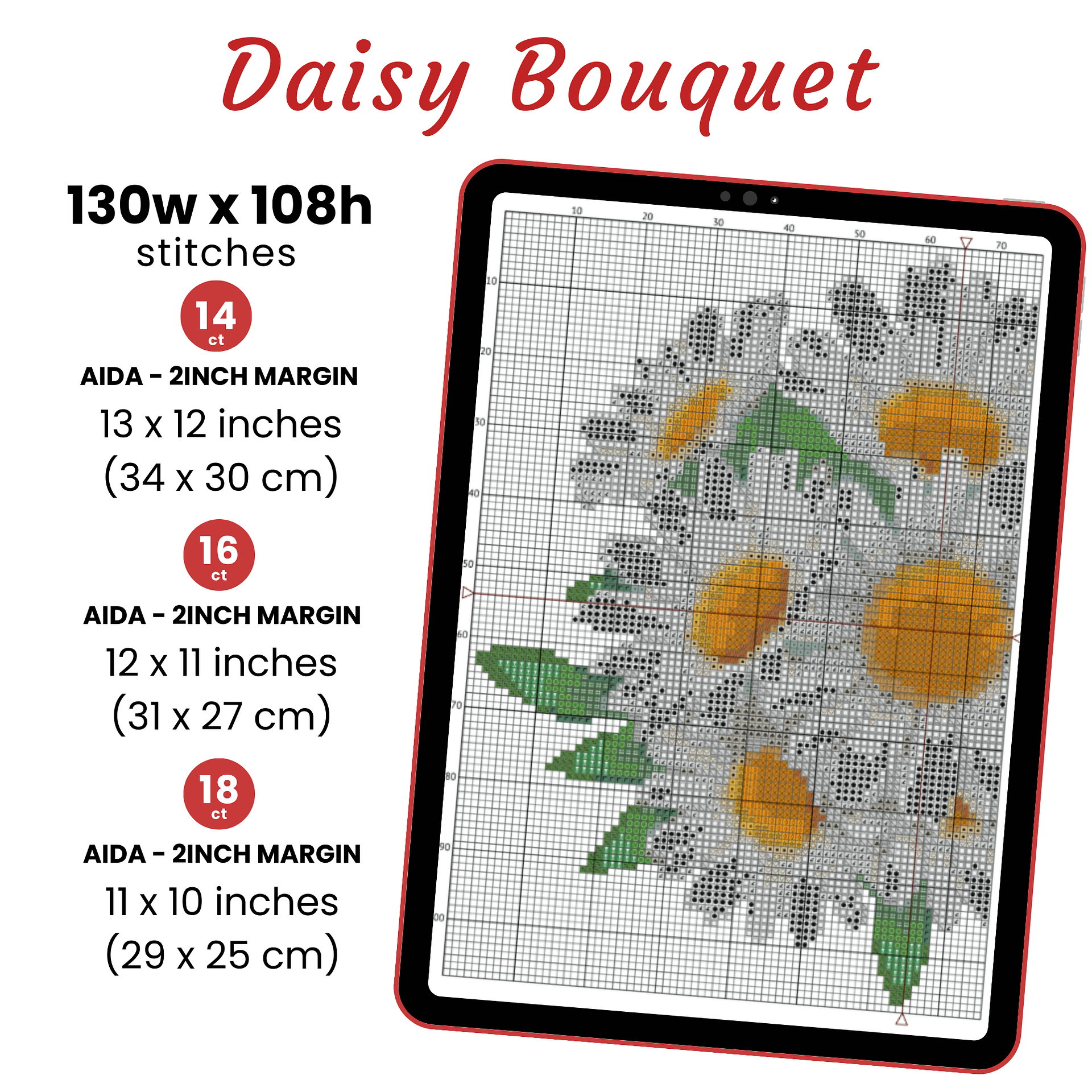 Daisy Bouquet Cross Stitch Pattern product image (2)