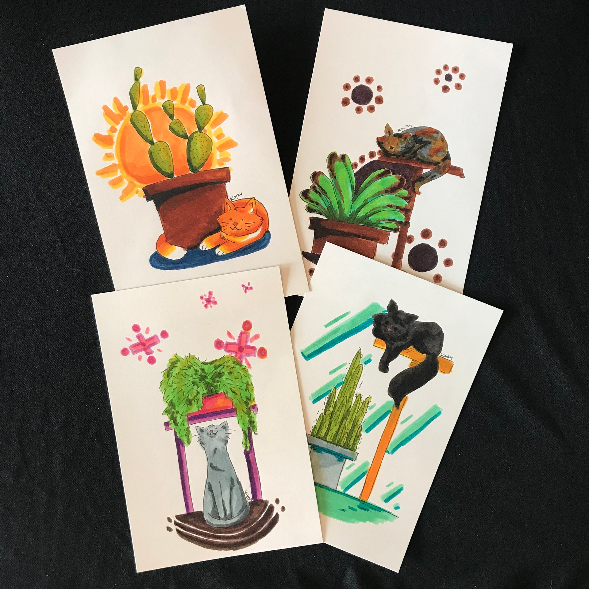 Cactus Cats Original Marker Illustrations product image (1)