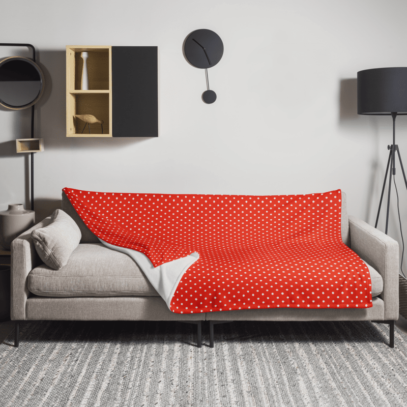White Polka Dots on Red Throw Blanket product image (1)