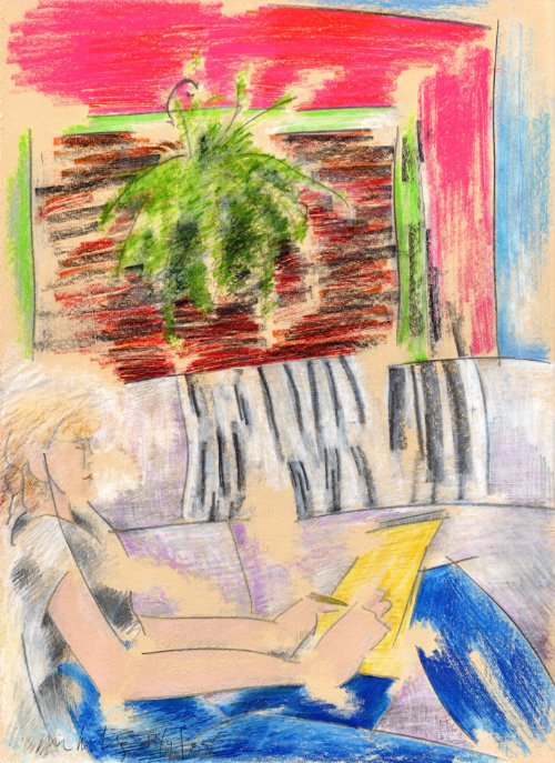 Woman with Yellow Tablet 12.09.85 print product image (1)