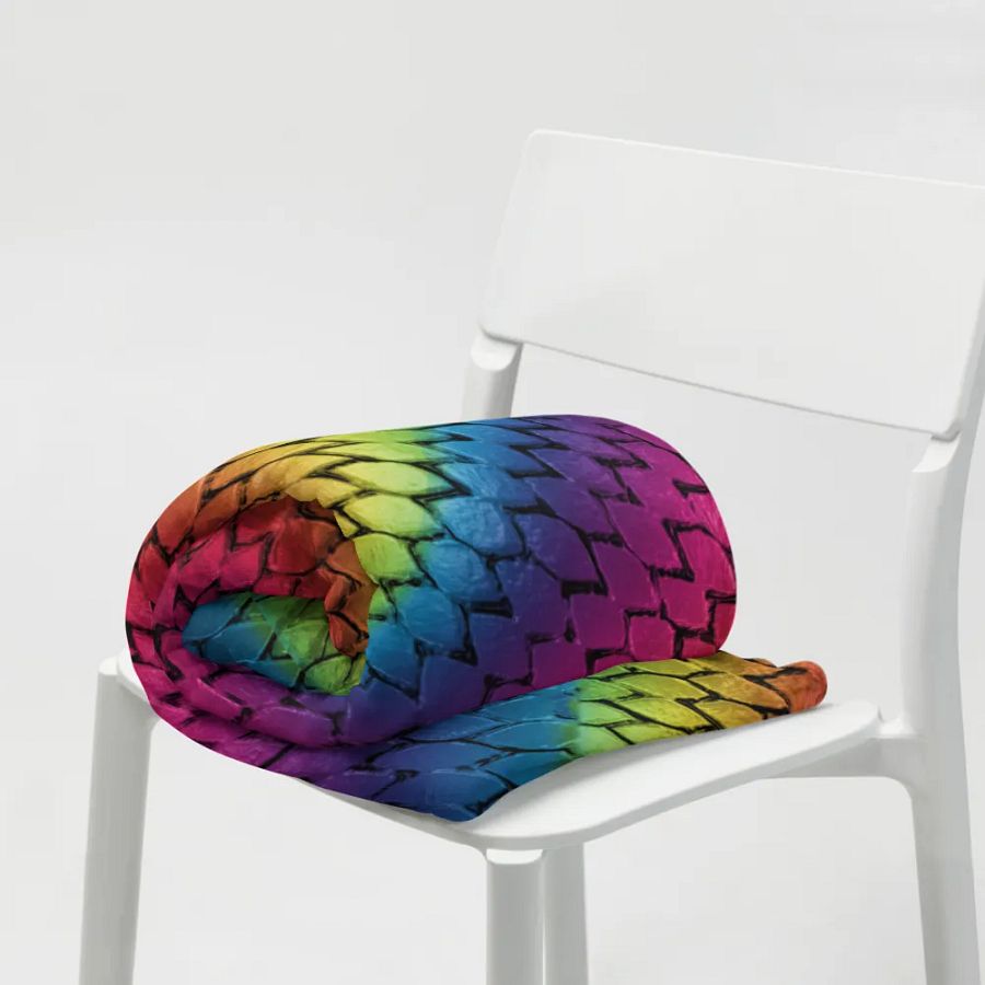Diagonal Rainbow Dragon Scales Throw Blanket product image (7)