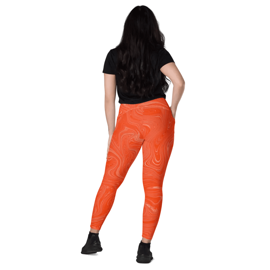 Leggings with Pockets - Orange Brown Fluid Swirls product image (11)