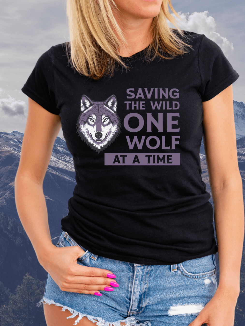 Saving The Wild One Wolf At A Time-Women's Relaxed V-Neck T-shirt product image (3)