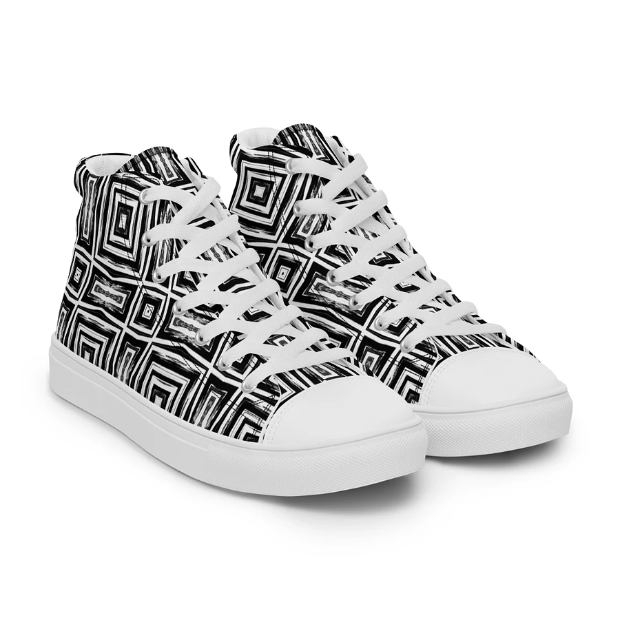 Abstract Monochrome Repeating Pattern Men's Canvas Shoe High Tops product image (48)