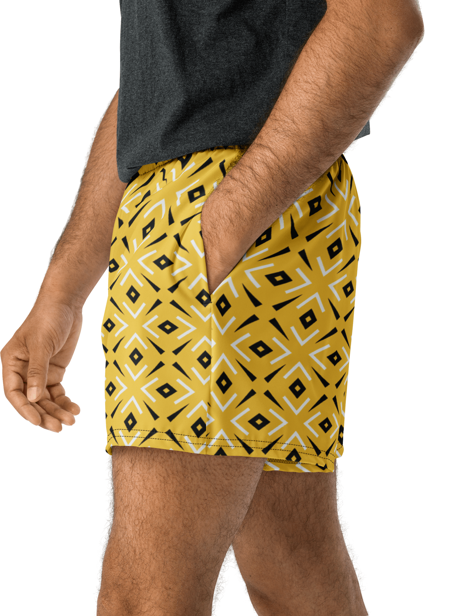 Lemon Lattice Geometric Print Athletic Shorts product image (4)