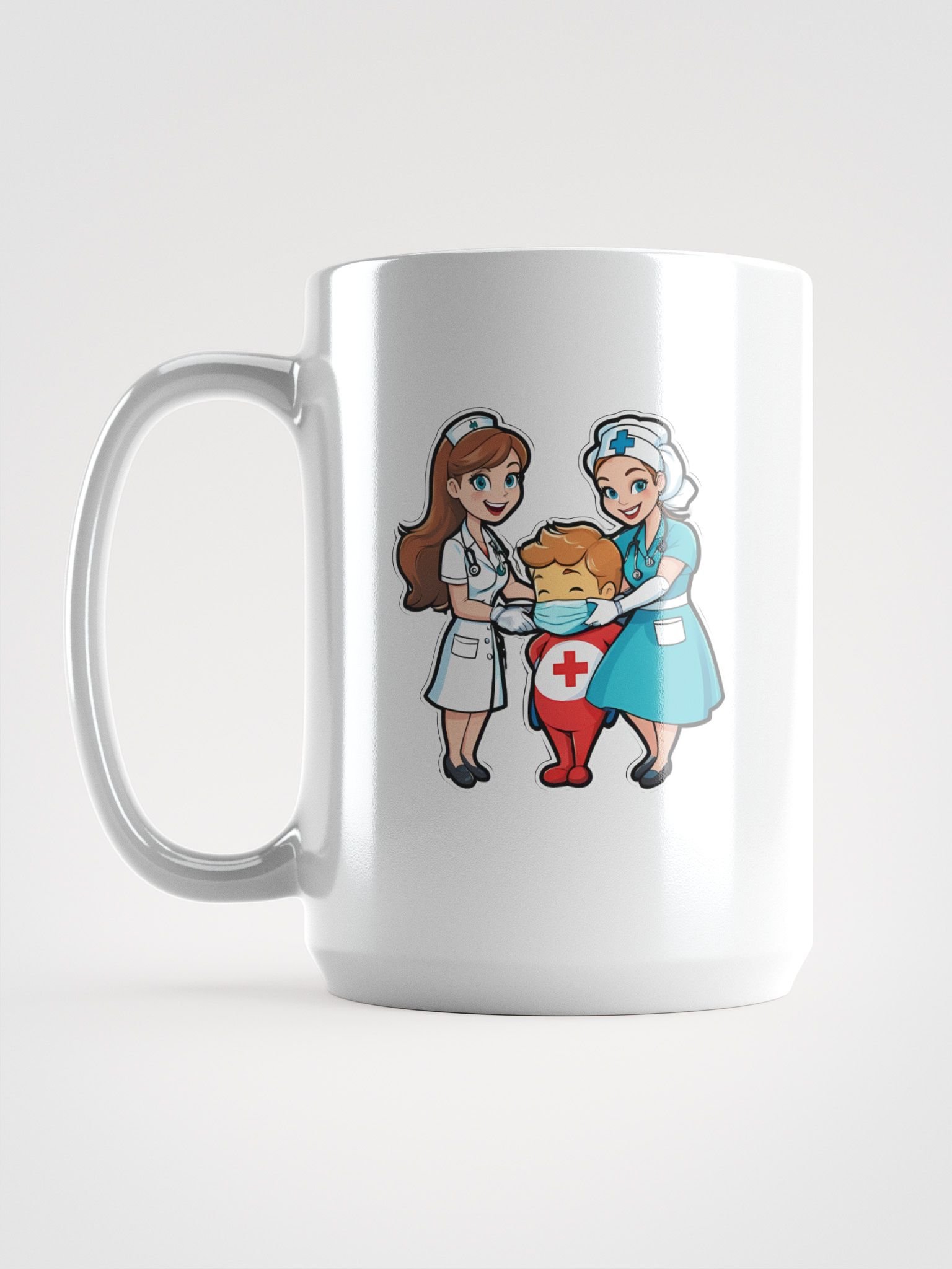 Smiling Nurse and Child Cartoon Mug product image (6)