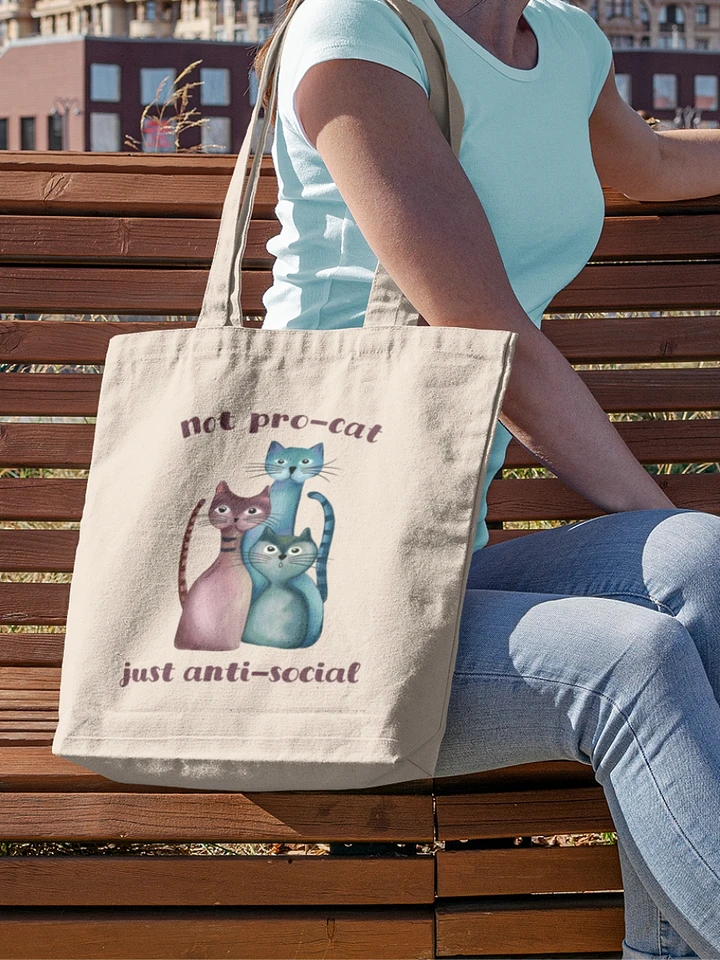 Hand-drawn three abstract cats - Not pro-cat, just anti-social Canvas Tote Bag product image (1)