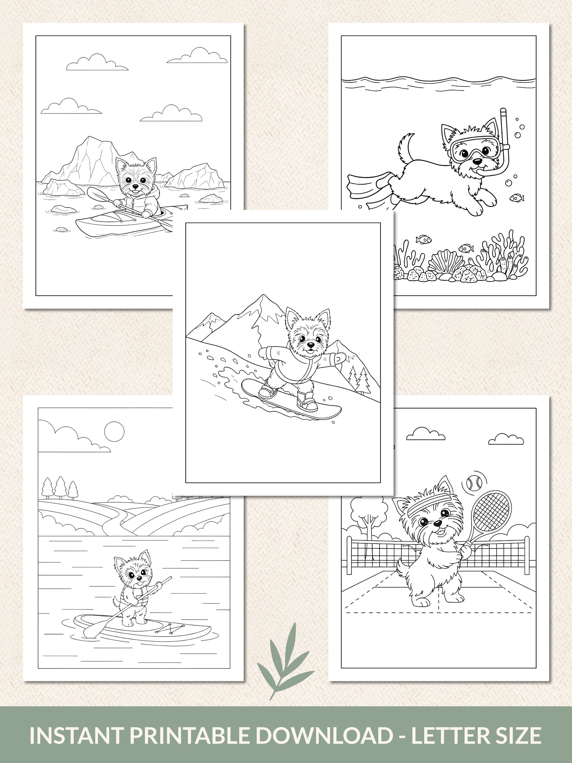 Printable Cute Yorkie Dog Fantasy Adventures Coloring Pages Volume 2 – 25 Fun Designs product image (4)