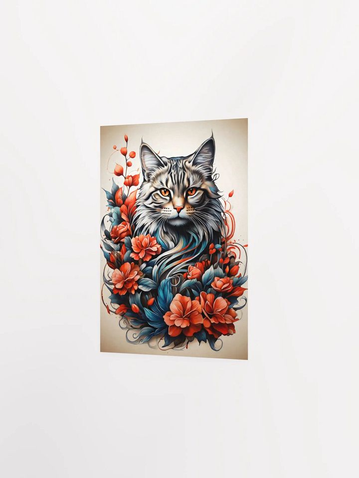 Cat with Fiery Florals Poster product image (5)
