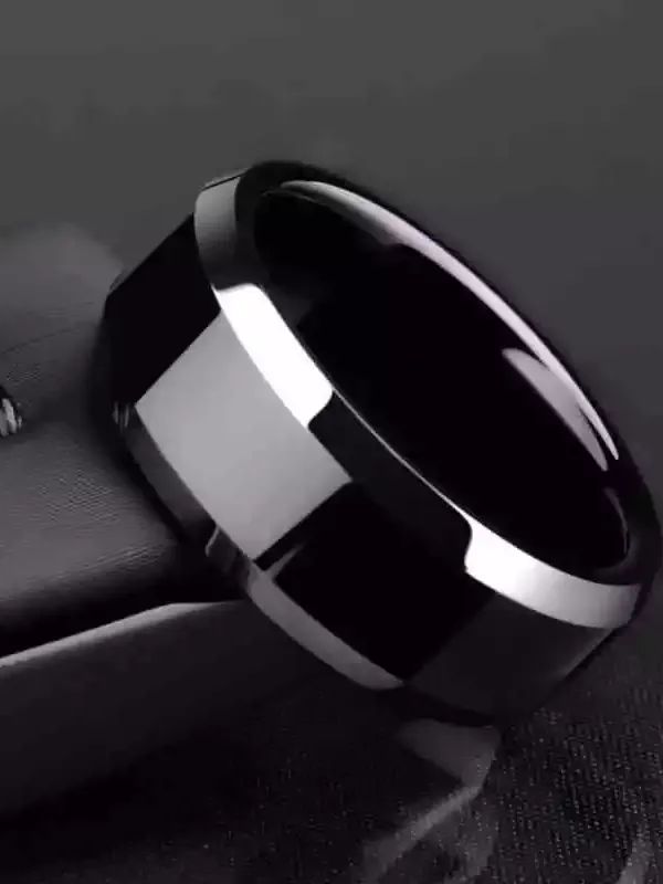 Men Black Stainless Steel Filled Ring Wedding Lover Couple Rings For Women GIFT product image (1)