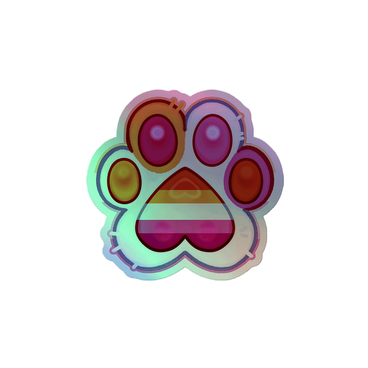 Lesbian Pride Paw Print Holographic Kiss Cut Sticker product image (2)