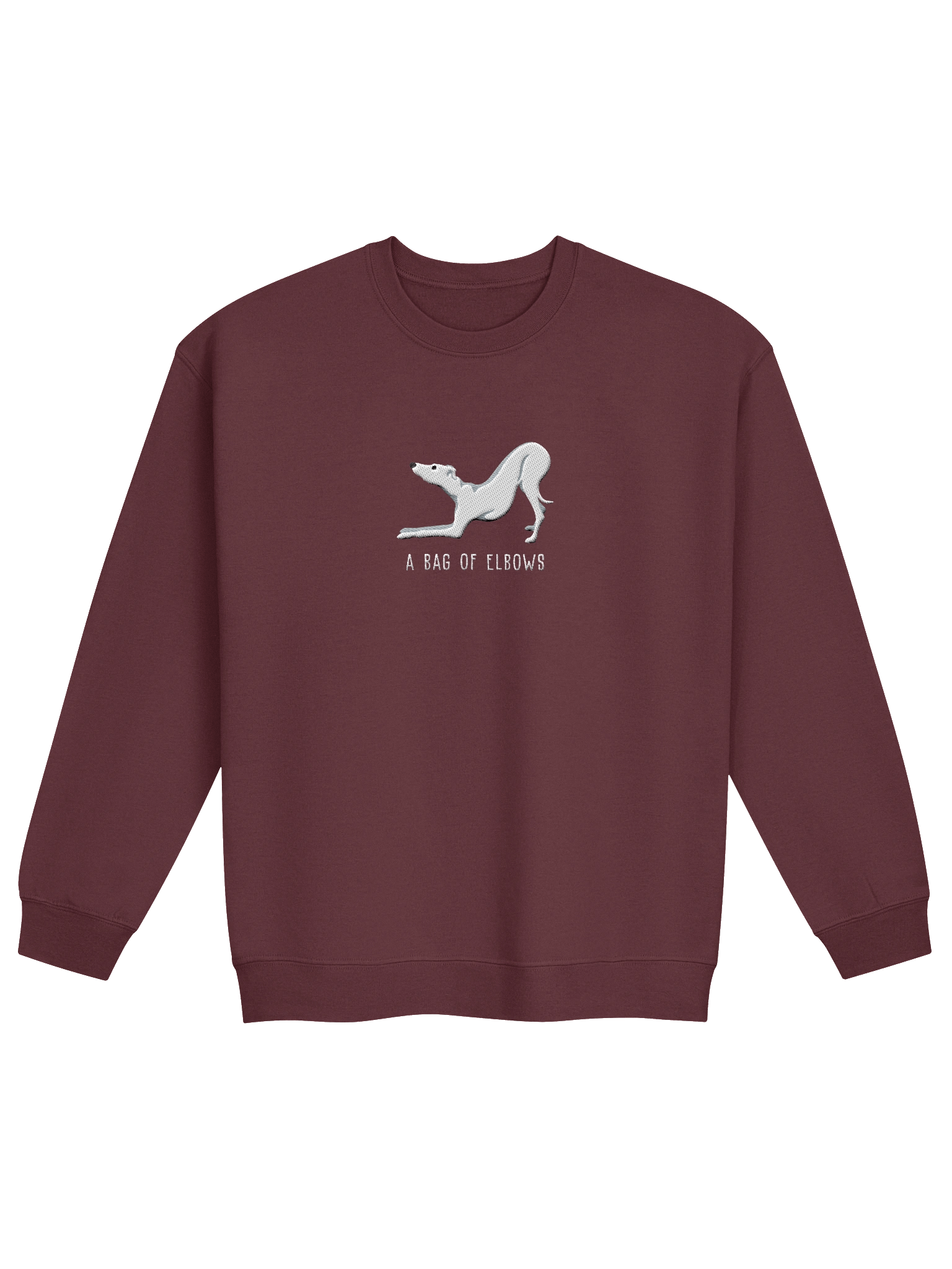 A Bag of Elbows Sweatshirt (Embroidered) of an Italian Greyhound(White) product image (5)