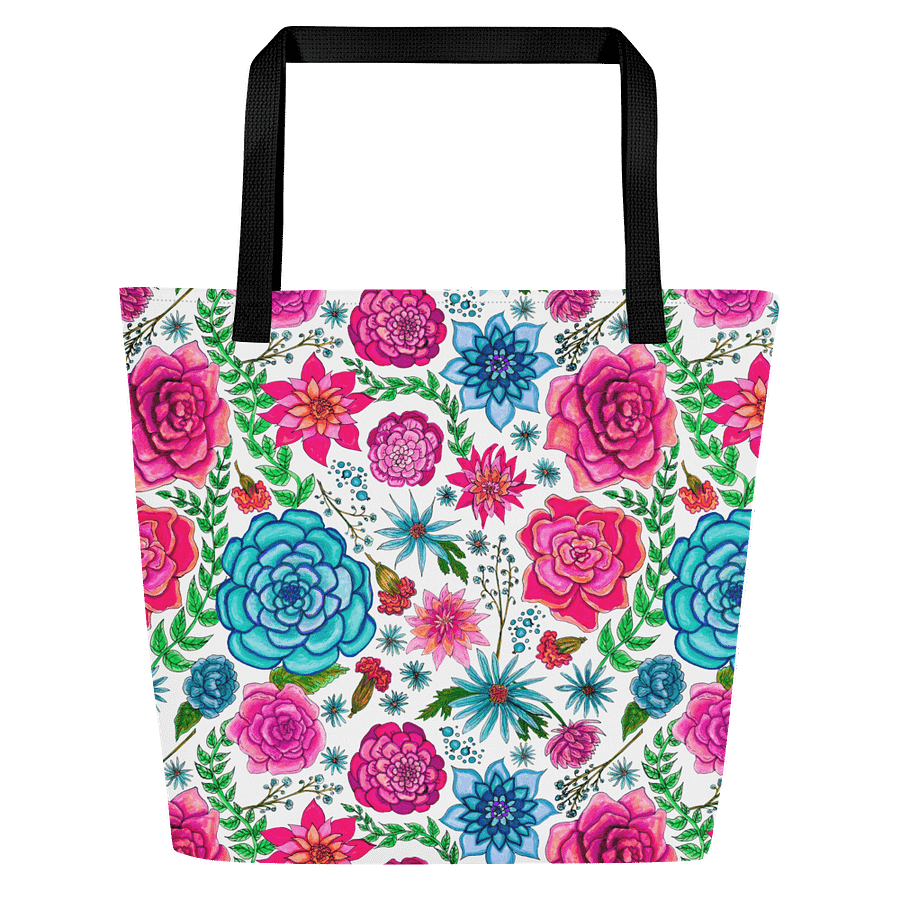 Bold Blooms | Vibrant Floral on White | Tote Bag by Monique Faella Designs™ product image (3)