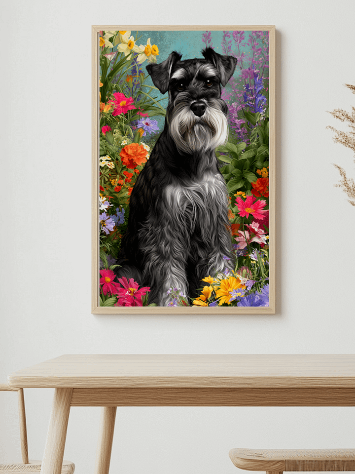 Schnauzer Bloom Framed Matte Wall Art Canvas product image (2)