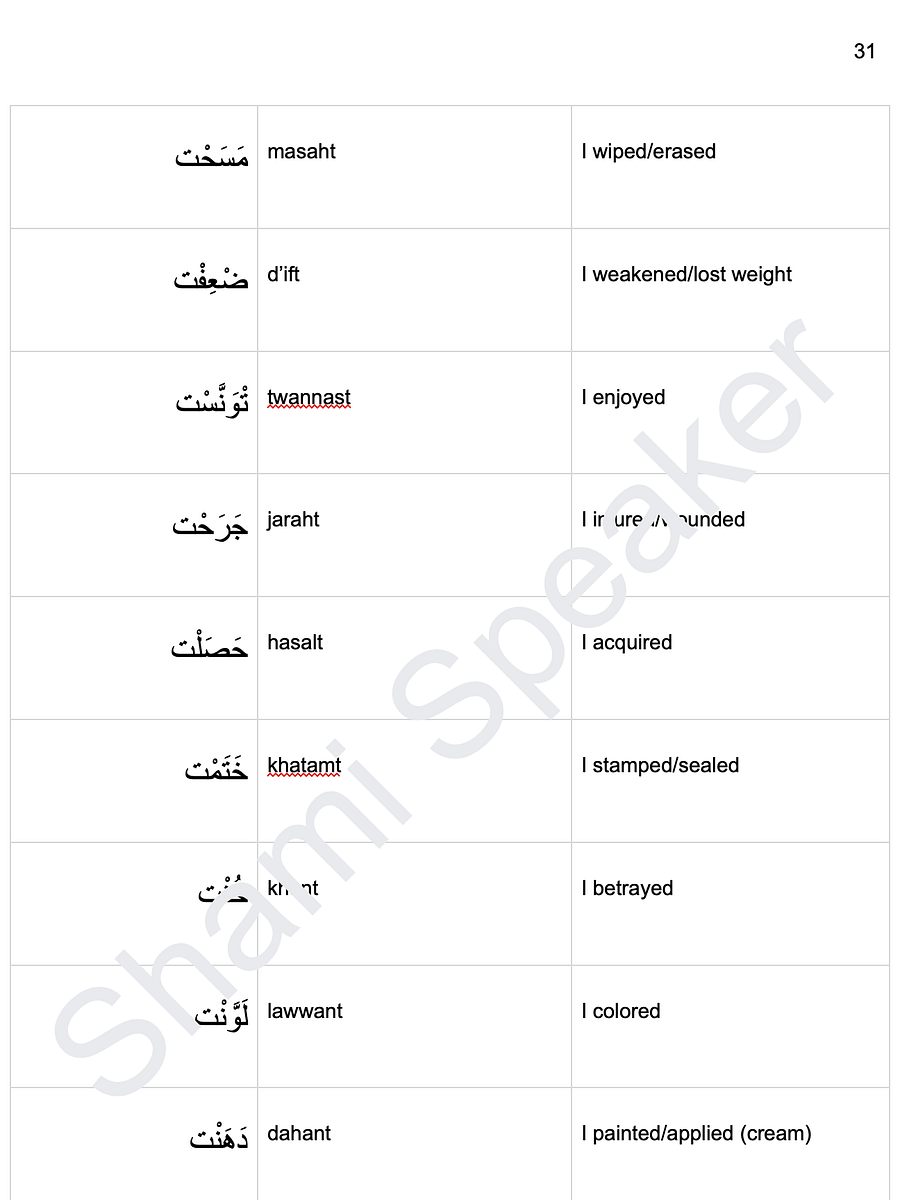 300+ Essential Verbs in Levantine Arabic - First Person Past Tense product image (3)