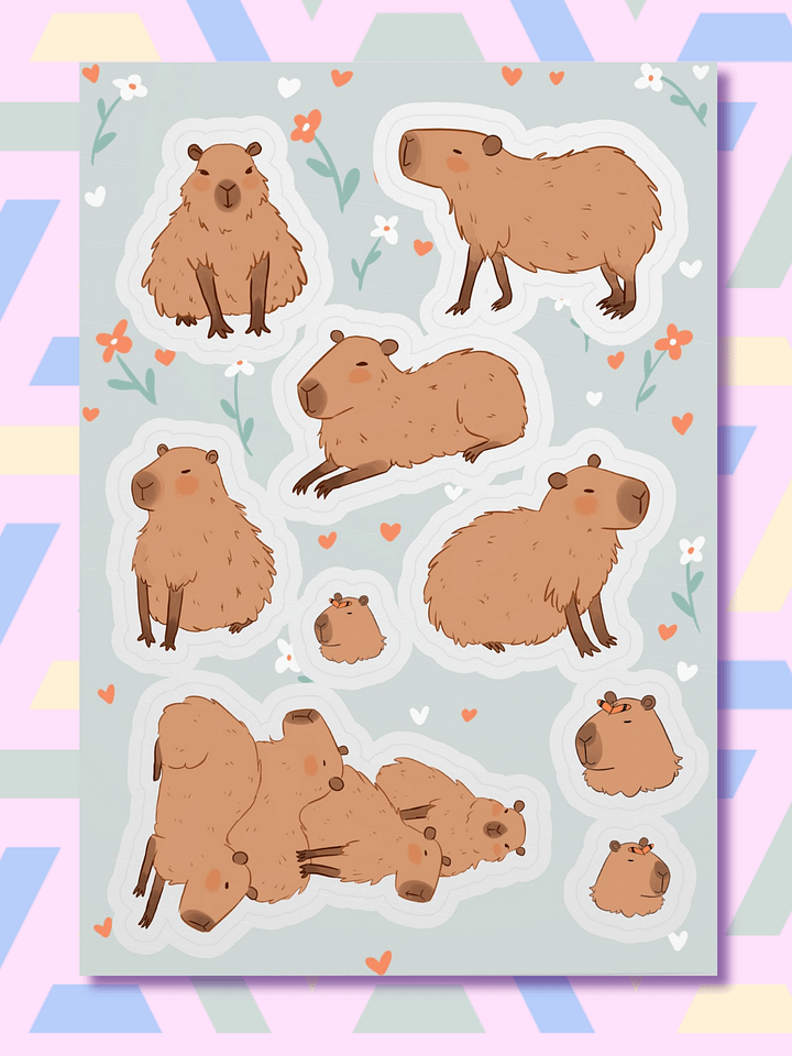 Whimsical Capybara Collection Sticker Sheet product image (1)