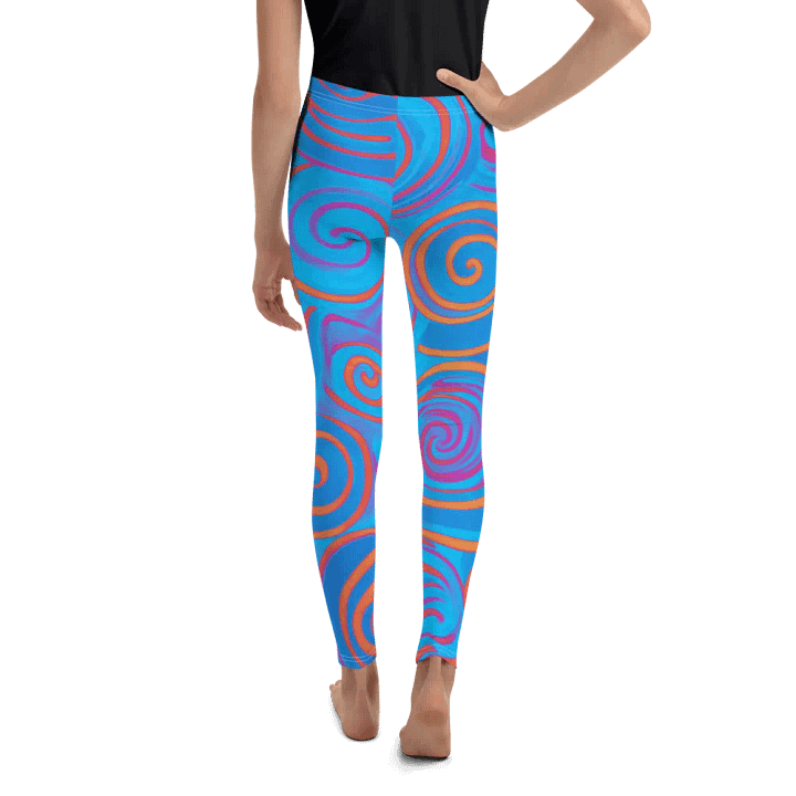 Funky Blue Dreams Liquid Tie-Dye Youth Leggings product image (2)